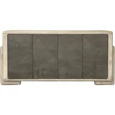 Oliver 74" Media Credenza Sideboard in Distressed Cream Wood & Faux Stone