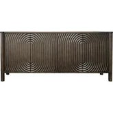 Margaux 75" 4 Door Media Credenza Sideboard in Carved Brown Wood