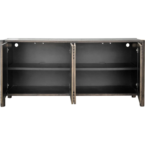 Margaux 75" 4 Door Media Credenza Sideboard in Carved Brown Wood