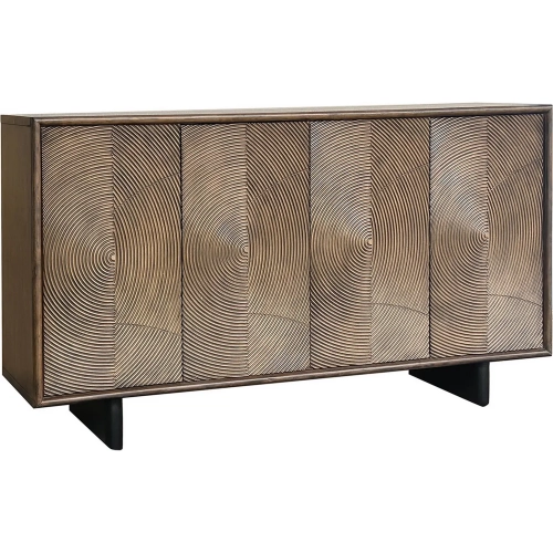 Vincent 63" 4 Door Media Credenza Sideboard in Brown Wood
