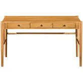 Aldrich 54" 3 Drawer Writing Desk in Tan Wood