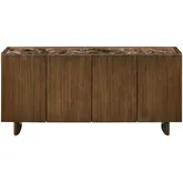 Chandler 68" 4 Door Media Credenza Sideboard in Wood & Cream Marble