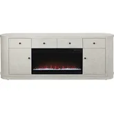 Crestview 81.5"W Oval 2 Door 2 Drawer Fireplace Sideboard in Cream Wood