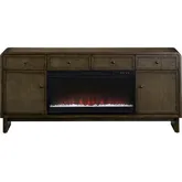 Crestview 74" 2 Door Fireplace Sideboard in Brown Wood