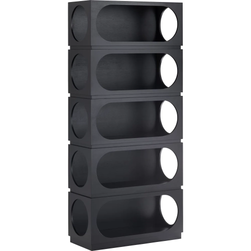 Ezra 81"H 5 Shelf Etagere Bookcase in Black Wood