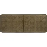 Addison 95"W 4 Door Credenza Sideboard in Brown Wood