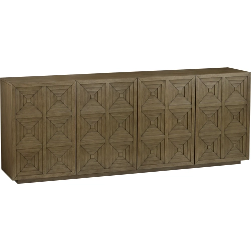 Addison 95"W 4 Door Credenza Sideboard in Brown Wood