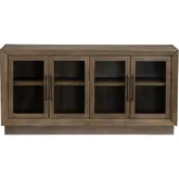 Carver 72"W 4 Door Credenza Sideboard in Brown Wood