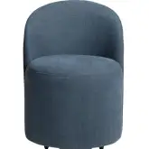 Fairfax Swivel Dining Chairs with Castors in Blue Performance Chenille Fabric (Set of 2)