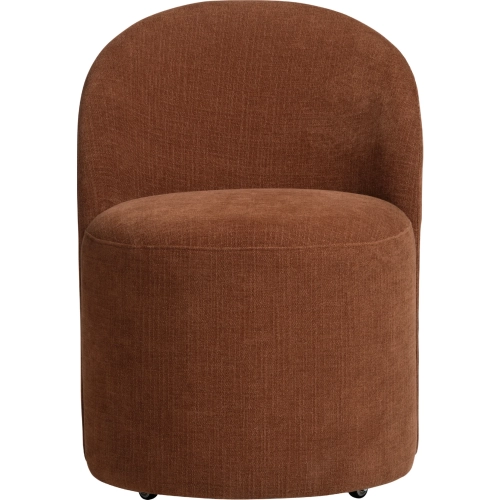 Fairfax Swivel Dining Chair w/ Castors in Rust Brown Performance Fabric (Set of 2)