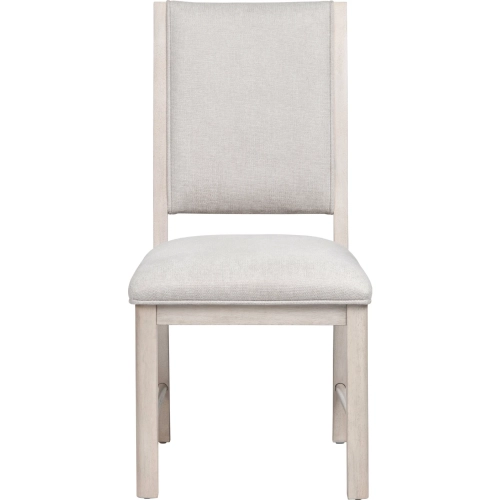 Willow Dining Chair in Cream Linen Fabric & Washed Wood (Set of 2)