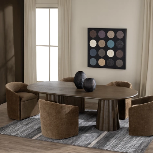 Milan Curved Dining Chair in Chocolate Brown Fabric (Set of 2)