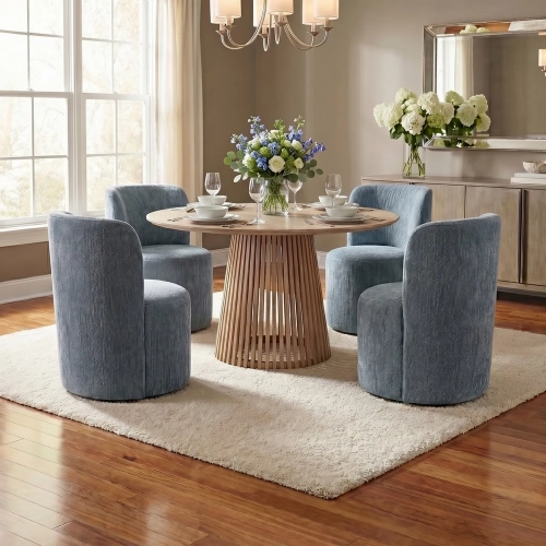 Laguna Dining Chair in Soft Cornflower Blue Fabric (Set of 2)