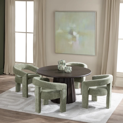 Florence Dining Arm Chair in Sage Green Fabric (Set of 2)