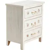 Seaside 3 Drawer Chest in Distressed White Wood & Rope