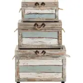 Nantucket Trunks Weathered Multicolor Wood & Rope (Set of 3)