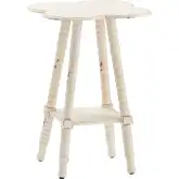 Clover Shaped Side Table in Distressed White Fir Wood