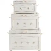 Seaside Trunks in Distressed White Wood & Rope