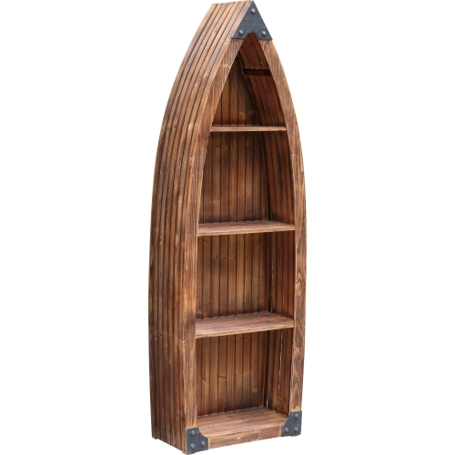 Mountain View Boat Shaped Etagere Bookcase in Wood