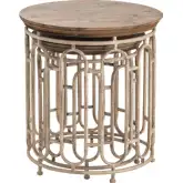 Allyson 2 Piece Side Table Set in Wood & Sand Metal