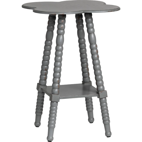 Bar Harbor Clover Shaped End Table in Distressed Gray Wood