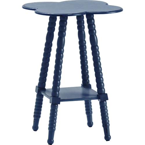 Bar Harbor Clover Shaped End Table in Deep Blue Wood