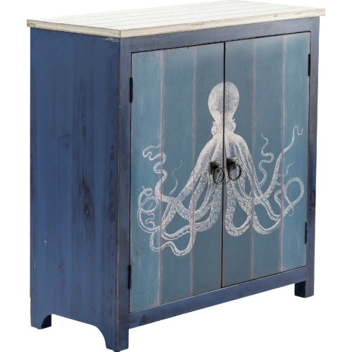 Octopus Cabinet in Washed Blue & White