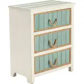 South Shore 3 Drawer Chest in Distressed White & Turquoise Blue Wood