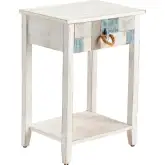 South Shore Square 1 Drawer End Table in Distressed White Wood