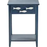 Nautical Square 1 Drawer End Table in Navy Blue Wood