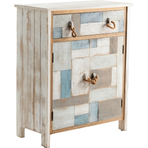 South Shore 2 Door 1 Drawer Cabinet in Distressed Multicolor Wood