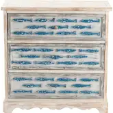Upstream 3 Drawer Chest in Distressed Cream & Blue Wood
