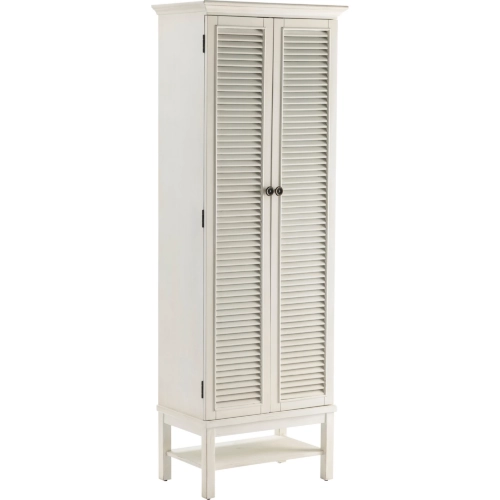 Magnolia 2 Door 3 Drawer Louvered Storage Cabinet in White Wood
