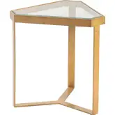 Melrose Triangle End Table in Gold Iron & Glass