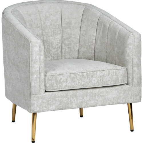 Sutton Accent Chair in Channel Tufted Champagne Linen & Gold Metal