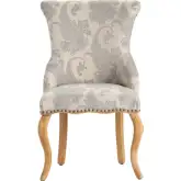 Danielle Accent Chair in Gray & Beige Paisley Linen & Wood