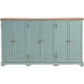 Clearwater 63" 6 Door Credenza Sideboard in Brown & Distressed aqua