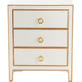 Phoebe 3 Drawer Chest in White Wood & Gold