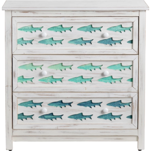 Hilton Head 3 Drawer Chest in Washed Wood & Blue