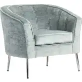 Jefferson Accent Chair in Channel Tufted Seafoam Blue Fabric & Chrome