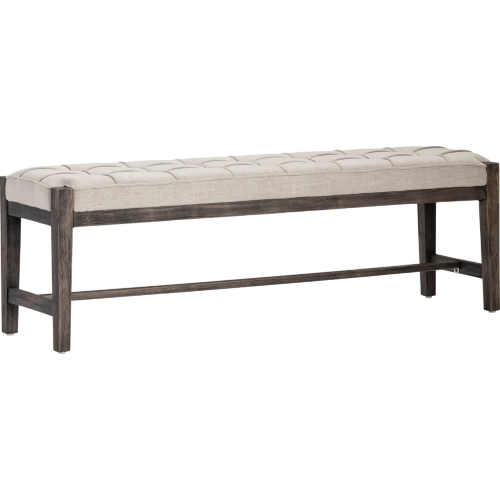 Dixon Bench in Tufted Beige Fabric & Wood