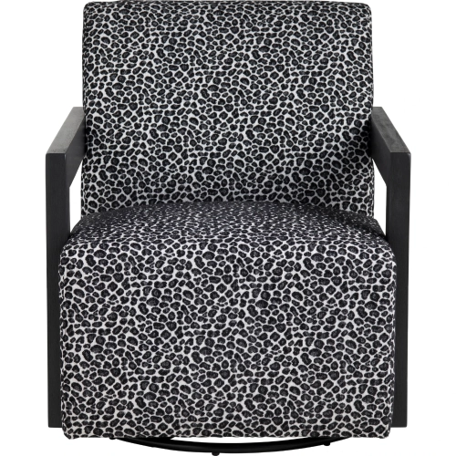 Serengetti Swivel Accent Chair in Black & Grey Animal Print Fabric
