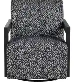 Serengetti Swivel Accent Chair in Black & Grey Animal Print Fabric