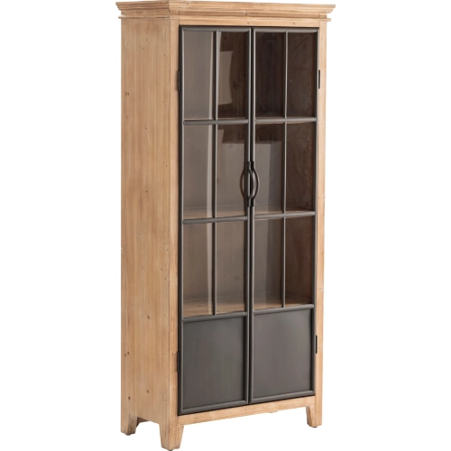 Darlington 2 Door Curio Cabinet in Wood & Black Metal