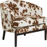 Chapman Accent Chair in Brown & White Cowhide Pattern Fabric