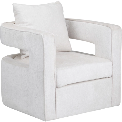 Banks Swivel Accent Chair in White Boucle Fabric