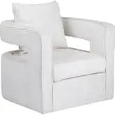 Banks Swivel Accent Chair in White Boucle Fabric