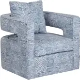 Forma Swivel Accent Chair in Blue & White Pattern Fabric