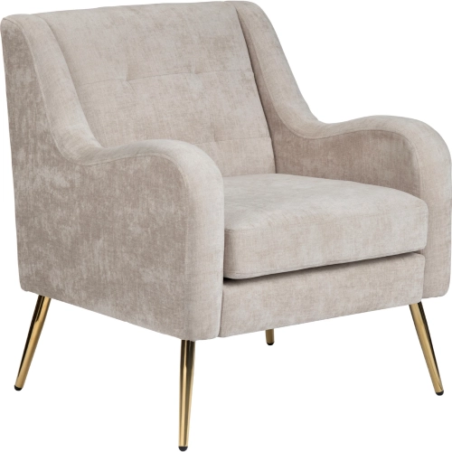 Lanna Accent Chair in Tufted Cream Fabric & Gold Metal