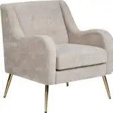 Lanna Accent Chair in Tufted Cream Fabric & Gold Metal